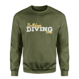 Custom Diving Mascot and Diver Name on a Sweatshirt with a White Graphic