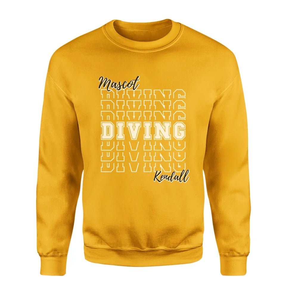 Custom Diving on a Sweatshirt With Mascot and Diver Name on a Sweatshirt