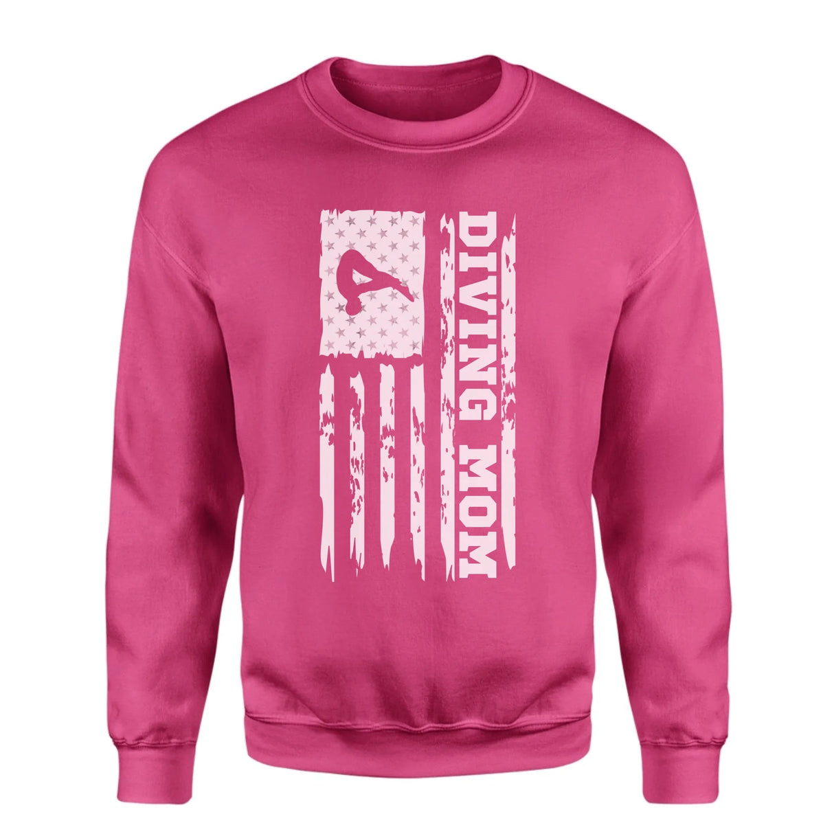 Diving Mom Vertical Flag on a Sweatshirt with a White Graphic