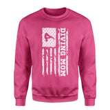 Diving Mom Vertical Flag on a Sweatshirt with a White Graphic