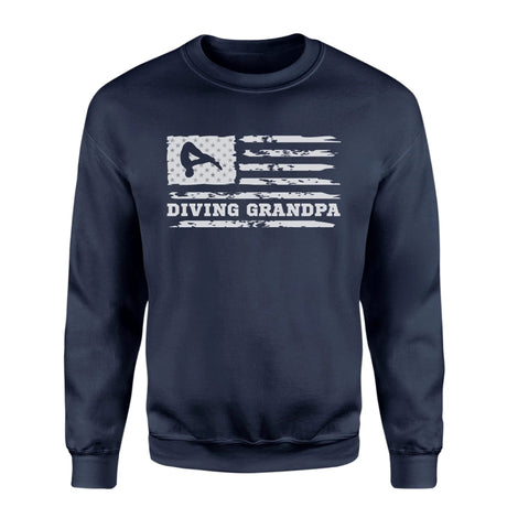 Diving Grandpa Horizontal Flag on a Sweatshirt with a White Graphic
