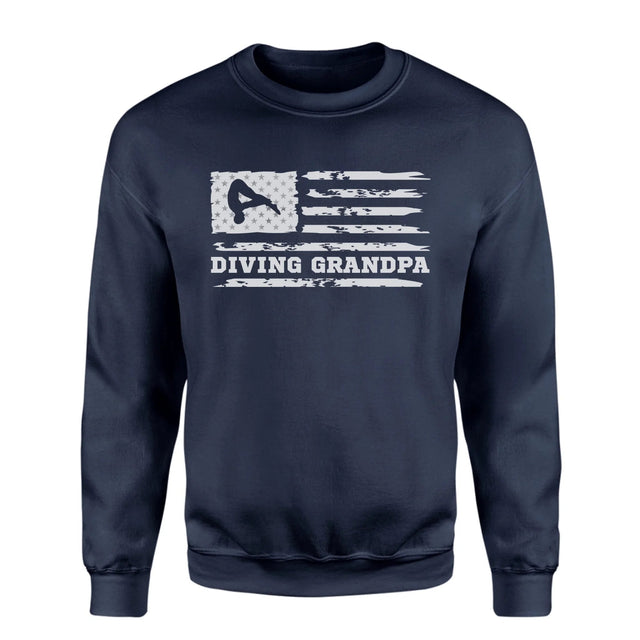 Diving Grandpa Horizontal Flag on a Sweatshirt with a White Graphic
