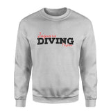 Custom Diving Mascot and Diver Name on a Sweatshirt with a Black Graphic