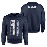 Diving Grandpa Vertical Flag With Diver Name on a Sweatshirt with a White Graphic