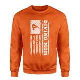 Diving Mom Vertical Flag on a Sweatshirt with a White Graphic