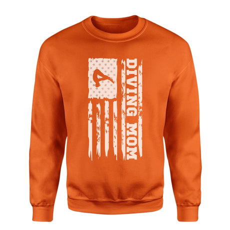 Diving Mom Vertical Flag on a Sweatshirt with a White Graphic