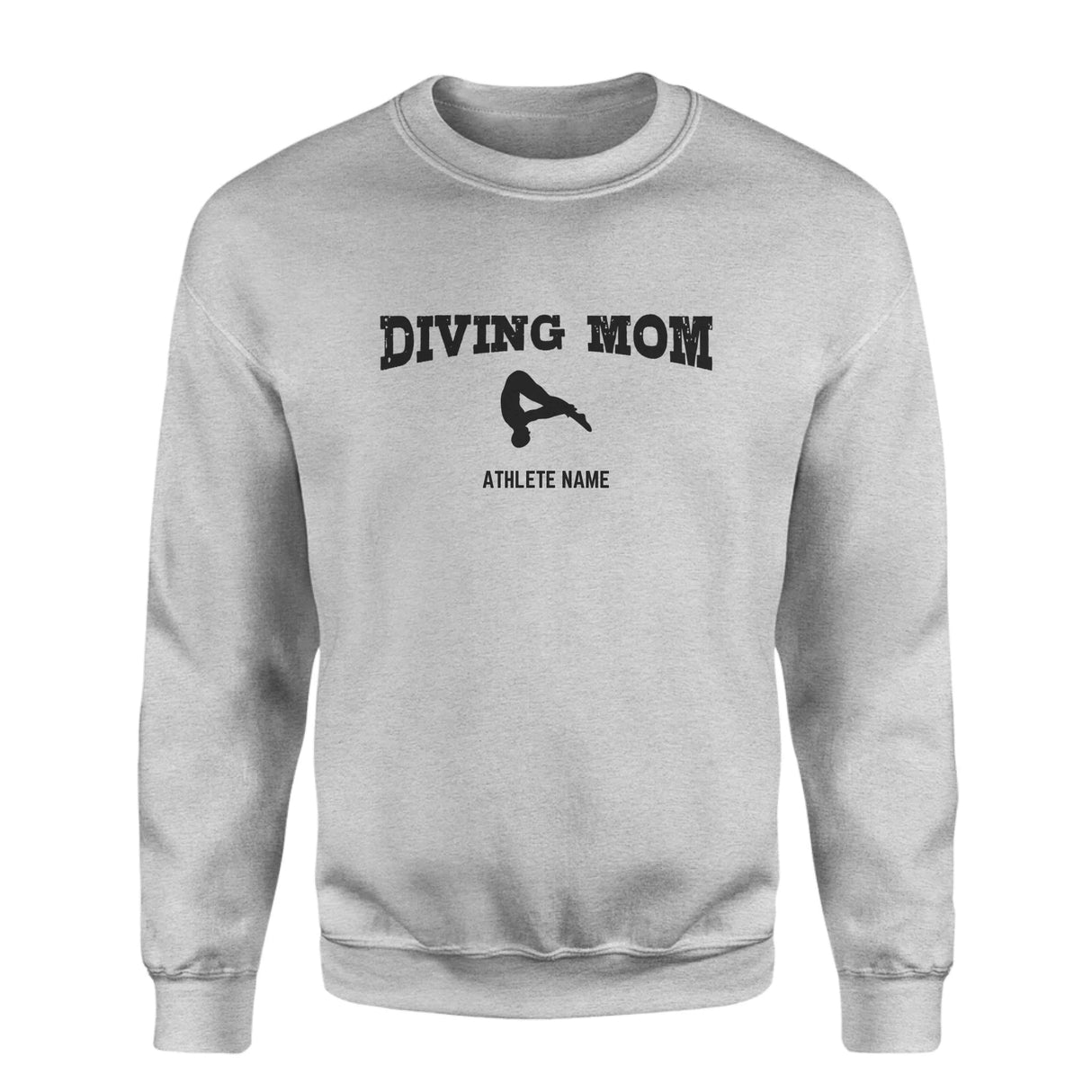Diving Mom with Diver Icon and Diver Name on a Sweatshirt with a Black Graphic
