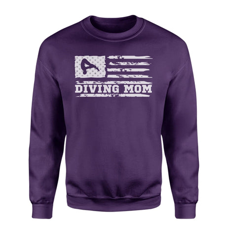 Diving Mom Horizontal Flag on a Sweatshirt with a White Graphic