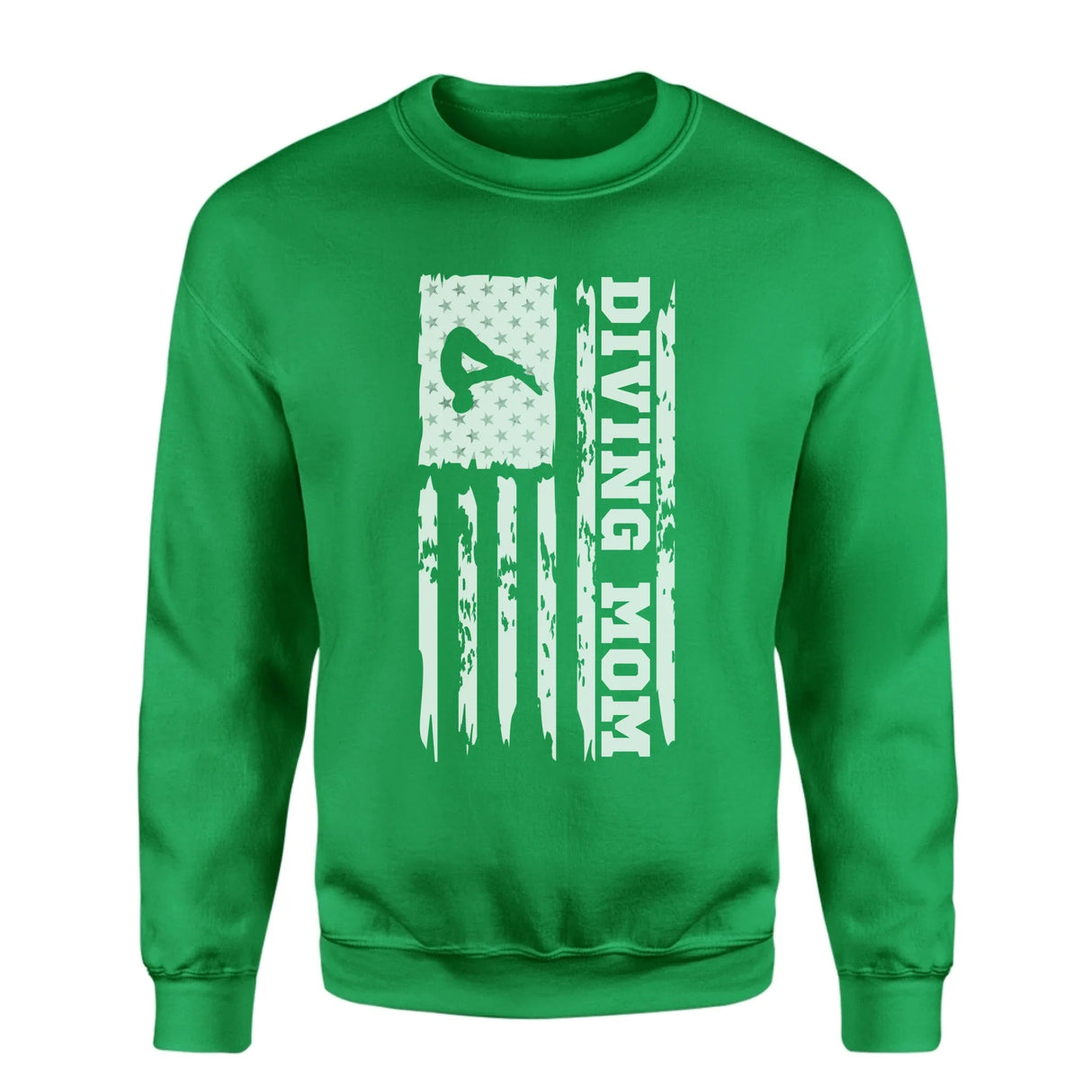 Diving Mom Vertical Flag on a Sweatshirt with a White Graphic
