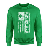 Diving Mom Vertical Flag on a Sweatshirt with a White Graphic