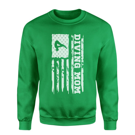 Diving Mom Vertical Flag on a Sweatshirt with a White Graphic