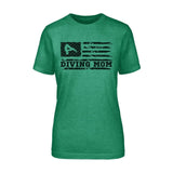 Diving Mom Horizontal Flag on a Unisex T-Shirt with a Black Graphic