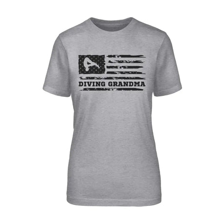 Diving Grandma Horizontal Flag on a Unisex T-Shirt with a Black Graphic