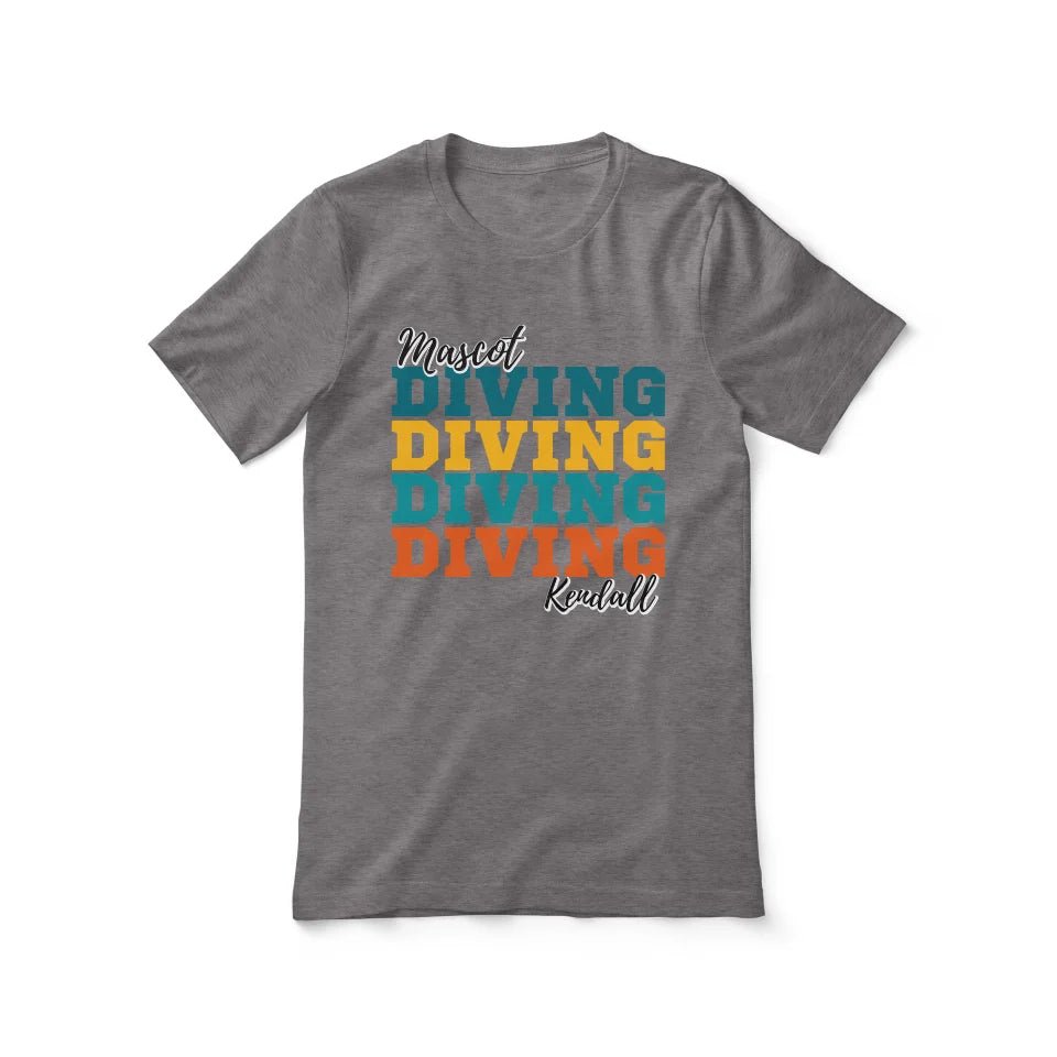 Personalized Diving Diving Diving Shirt With Mascot and Diver Name on a Unisex T-Shirt