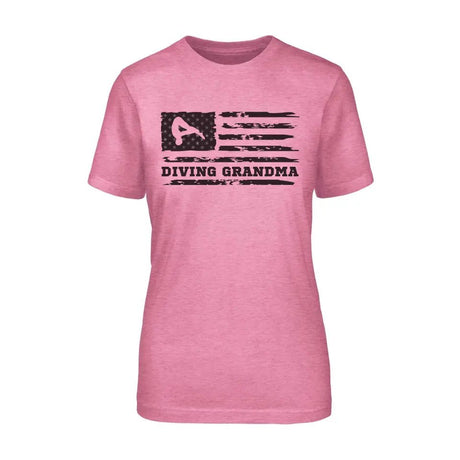 Diving Grandma Horizontal Flag on a Unisex T-Shirt with a Black Graphic