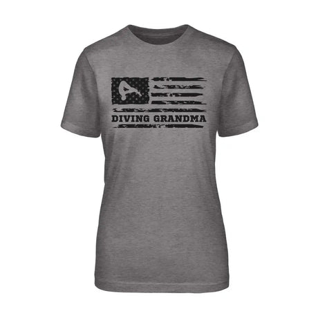 Diving Grandma Horizontal Flag on a Unisex T-Shirt with a Black Graphic