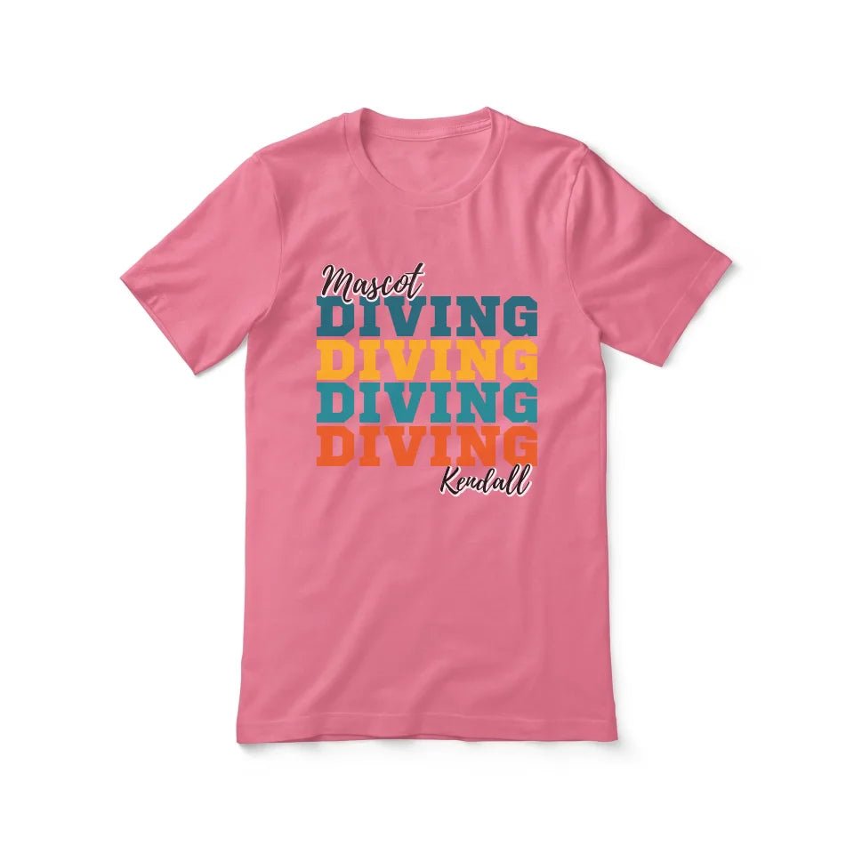 Personalized Diving Diving Diving Shirt With Mascot and Diver Name on a Unisex T-Shirt