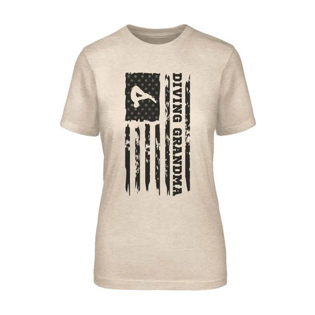 Diving Grandma Vertical Flag on a Unisex T-Shirt with a Black Graphic