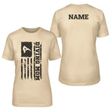 Diving Mom Vertical Flag With Diver Name on a Unisex T-Shirt with a Black Graphic
