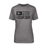 Diving Mom Horizontal Flag on a Unisex T-Shirt with a Black Graphic
