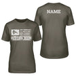 Diving Mom Horizontal Flag With Diver Name on a Unisex T-Shirt with a White Graphic