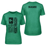 Diving Mom Vertical Flag With Diver Name on a Unisex T-Shirt with a Black Graphic