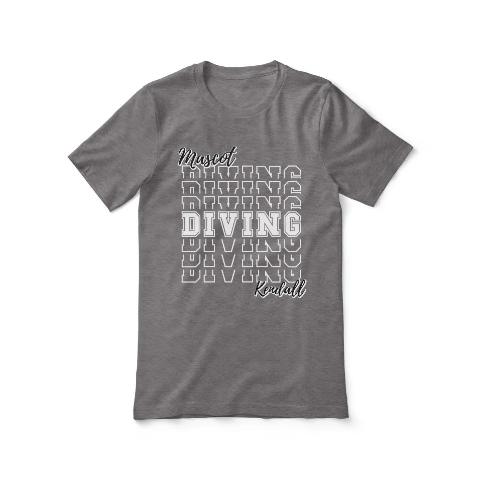 Custom Diving Shirt With Mascot and Diver Name on a Unisex T-Shirt