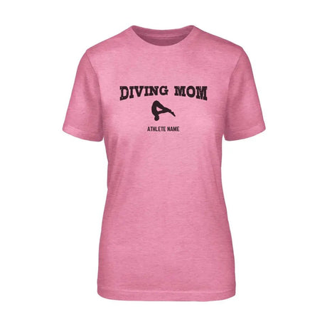 Diving Mom with Diver Icon and Diver Name on a Unisex T-Shirt with a Black Graphic