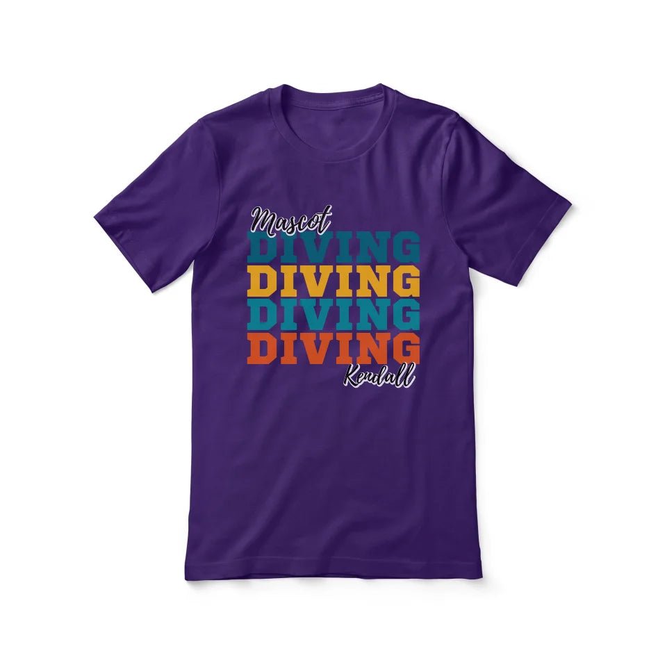 Personalized Diving Diving Diving Shirt With Mascot and Diver Name on a Unisex T-Shirt