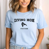 Diving Mom with Diver Icon and Diver Name on a Unisex T-Shirt with a Black Graphic