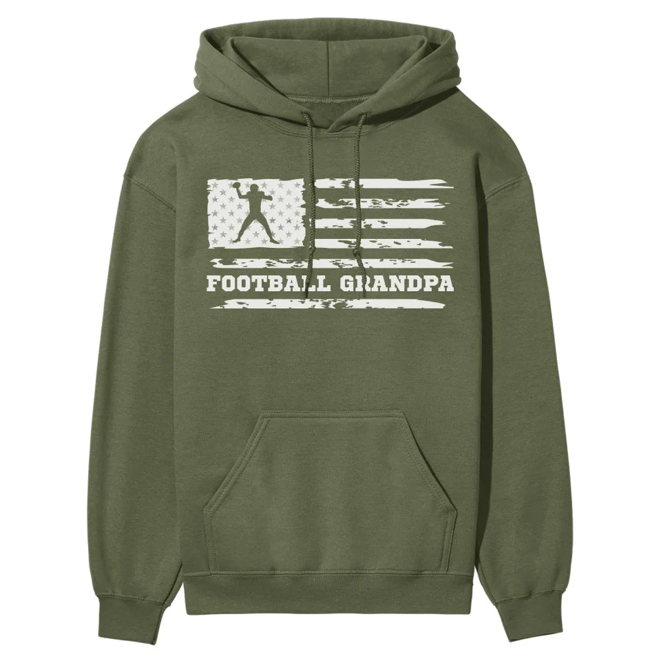 Football Grandpa Horizontal Flag on a Hoodie with a White Graphic