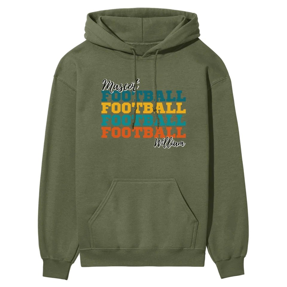 Personalized Football Football Football on a Hoodie With Mascot and Football Player Name on a Hoodie