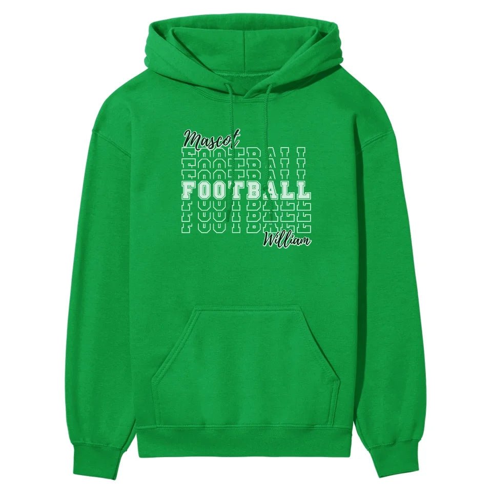 Custom Football on a Sweatshirt With Mascot and Football Player Name on a Hoodie