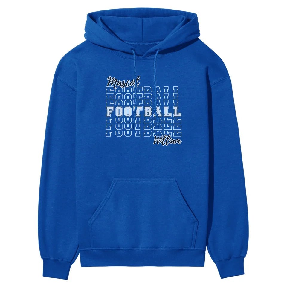 Custom Football on a Sweatshirt With Mascot and Football Player Name on a Hoodie