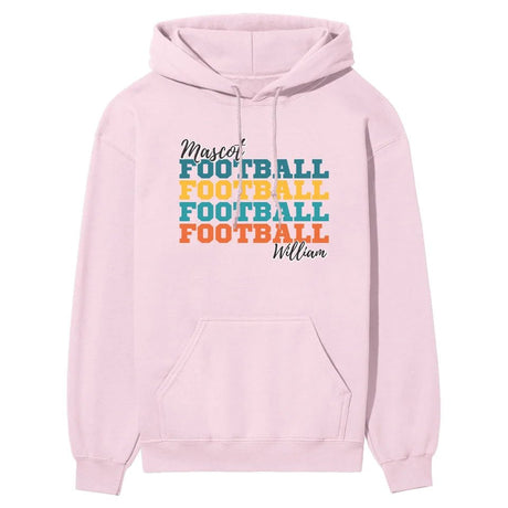 Personalized Football Football Football on a Hoodie With Mascot and Football Player Name on a Hoodie