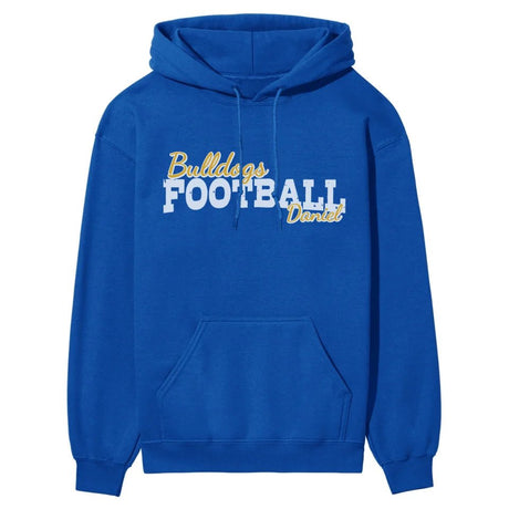 Custom Football Mascot and Football Player Name on a Hoodie with a White Graphic