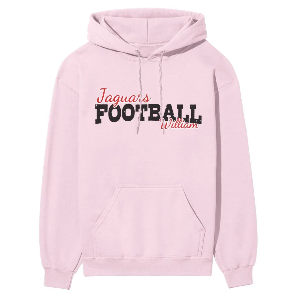 Custom Football Mascot and Football Player Name on a Hoodie with a Black Graphic