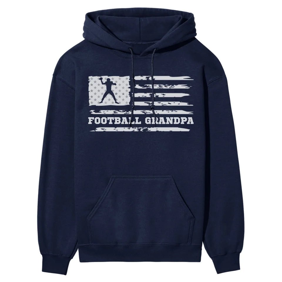 Football Grandpa Horizontal Flag on a Hoodie with a White Graphic