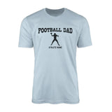 Football Dad with Football Player Icon and Football Player Name on a Men's T-Shirt with a Black Graphic