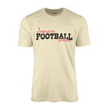 Custom Football Mascot and Football Player Name on a Men's T-Shirt with a Black Graphic