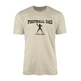 Football Dad with Football Player Icon and Football Player Name on a Men's T-Shirt with a Black Graphic