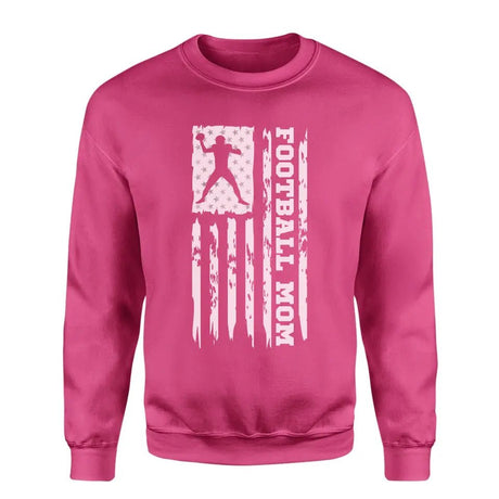Football Mom Vertical Flag on a Sweatshirt with a White Graphic