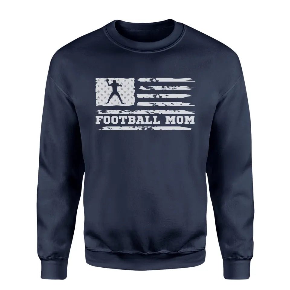 Football Mom Horizontal Flag on a Sweatshirt with a White Graphic