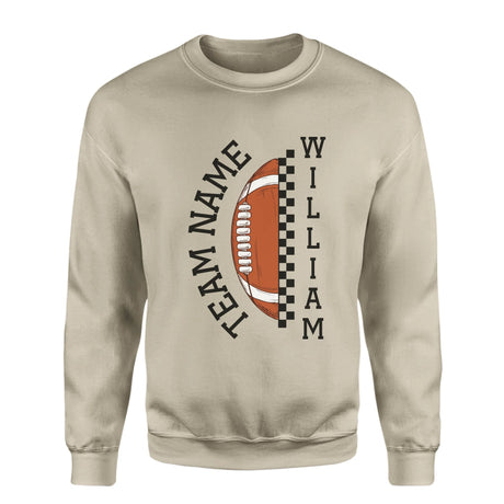 Personalized Football on a Sweatshirt With Team and Football Player Name on a Sweatshirt