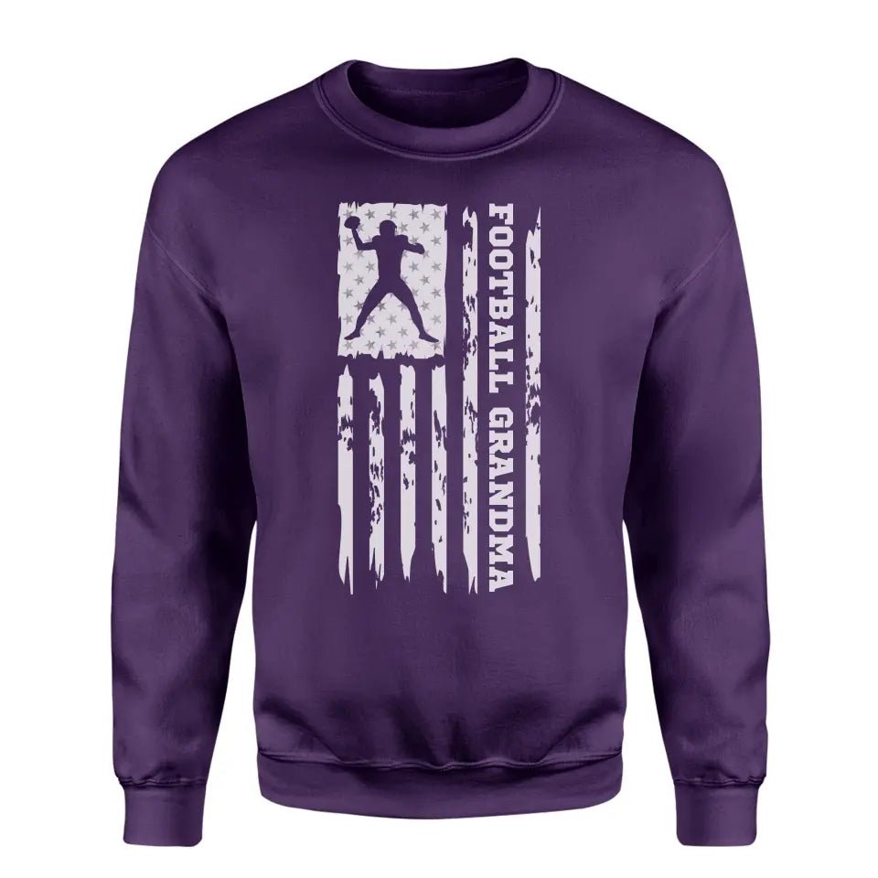 Football Grandma Vertical Flag on a Sweatshirt with a White Graphic