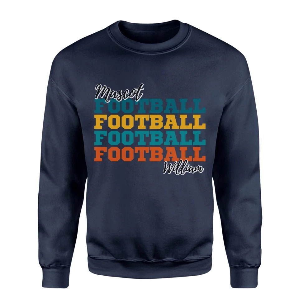 Personalized Football Football Football on a Sweatshirt With Mascot and Football Player Name on a Sweatshirt