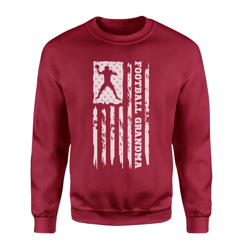Football Grandma Vertical Flag on a Sweatshirt with a White Graphic