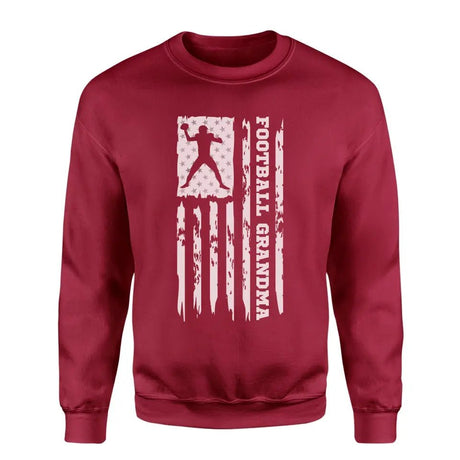 Football Grandma Vertical Flag on a Sweatshirt with a White Graphic