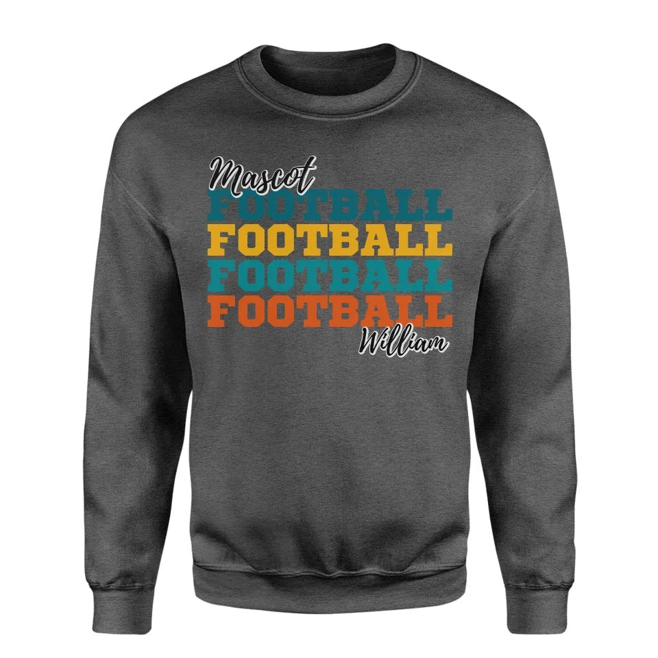 Personalized Football Football Football on a Sweatshirt With Mascot and Football Player Name on a Sweatshirt