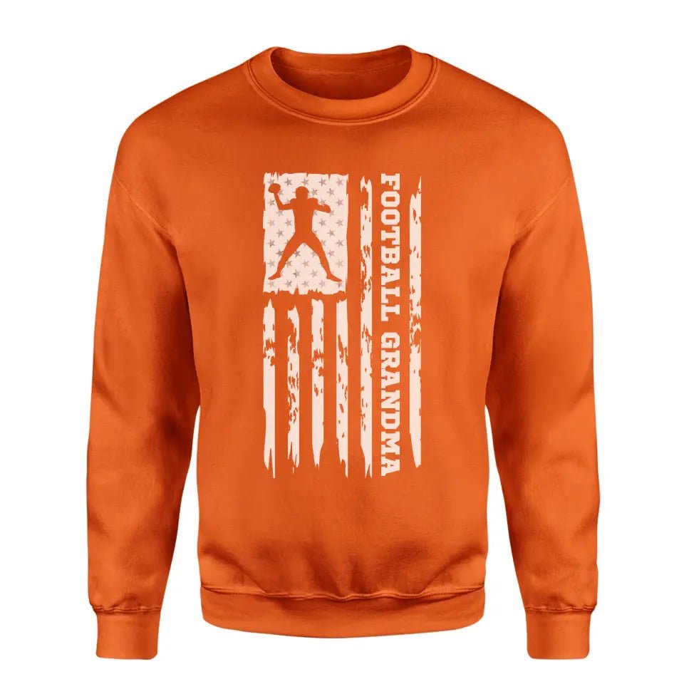 Football Grandma Vertical Flag on a Sweatshirt with a White Graphic